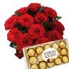 Doze rosas vermelhas e ferrero rocher