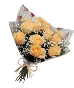 buquê 12 rosas champagne