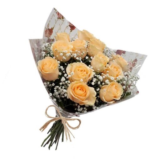 buquê 12 rosas champagne
