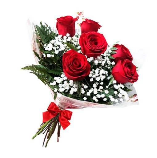 buquê 6 rosas vermelhas