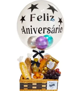 Cesta de café da Manhã Feliz Aniversário